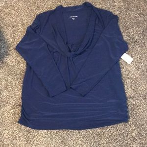 Coldwater creek Silky blue cowl neck pullover shirt.